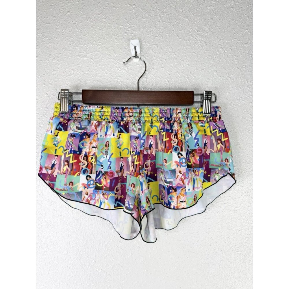 69Slam Shorts Hot Pants Women’s M Elastic Waist Retro Fitness All Over Print 80s